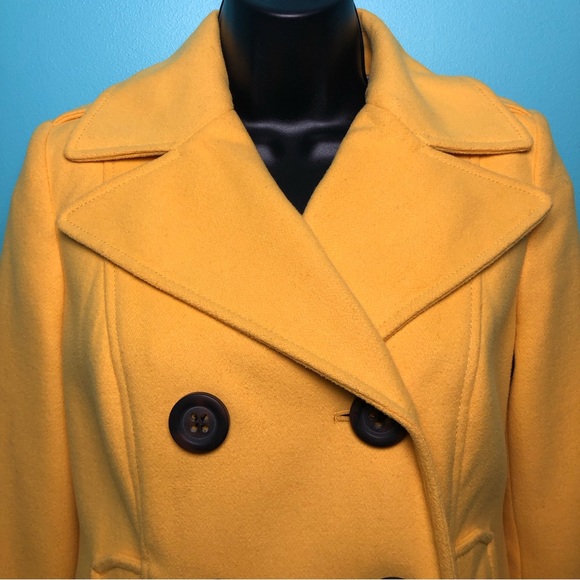 Old Navy Yellow Double Breasted Short Wool Peacoat - Picture 6 of 14